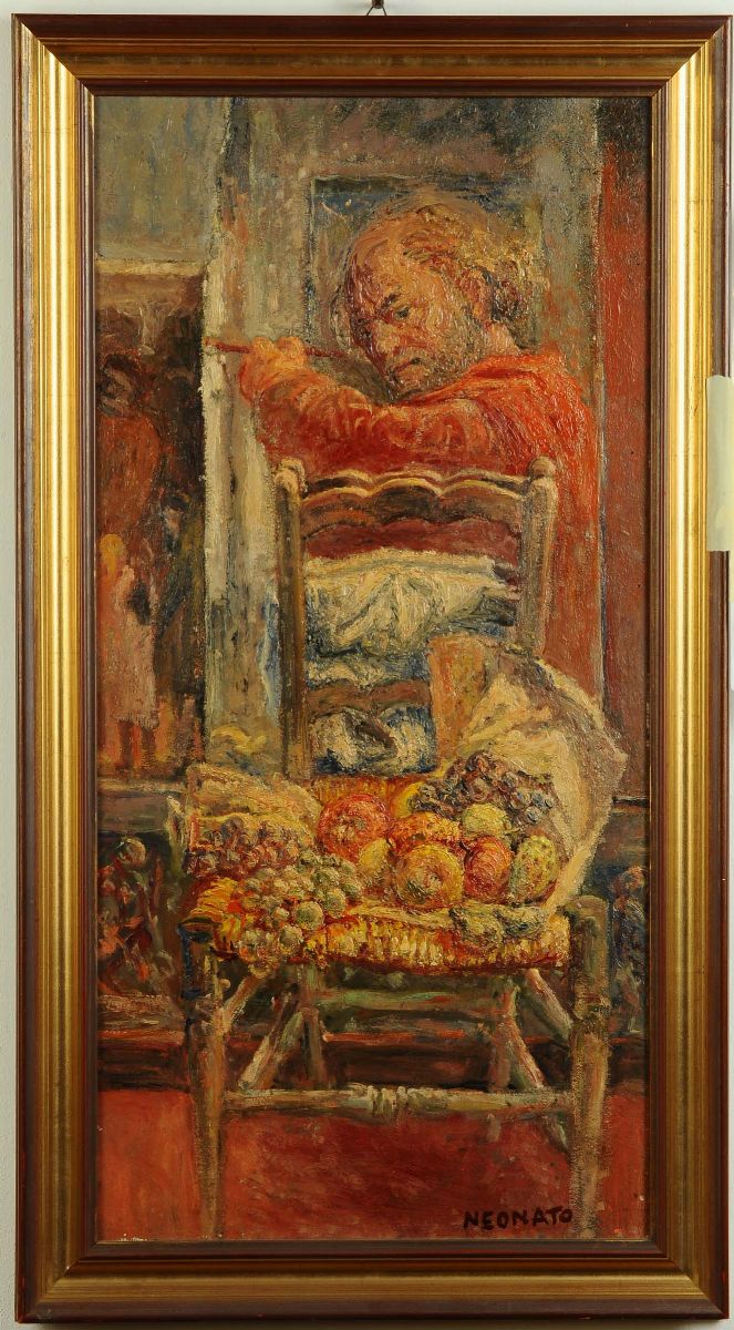 Nicola Neonato (1942)autoritratto con Natura Morta