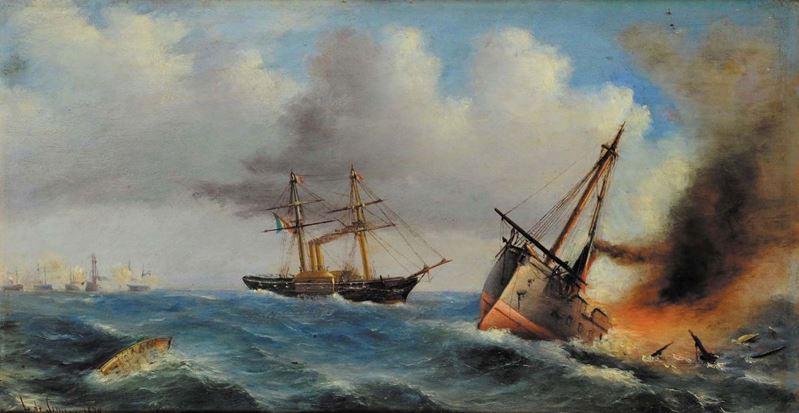 L. De Simone La battaglia di Lissa, 1878  - Auction Antique and Old Masters - Cambi Casa d'Aste