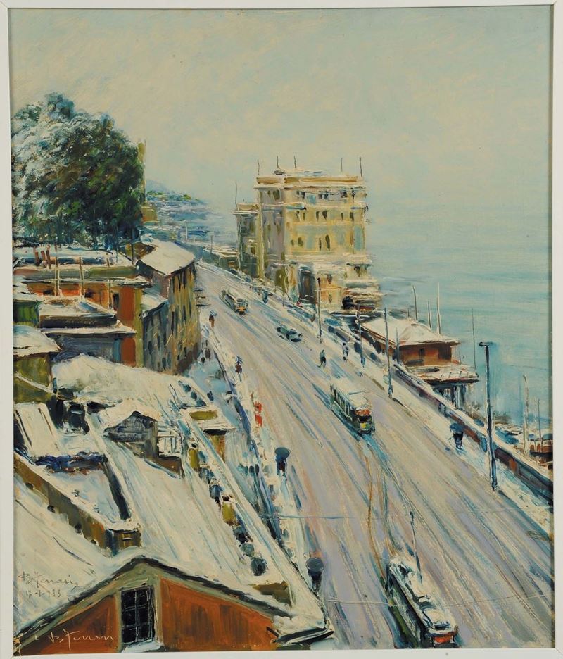 Berto Ferrari (1887-1965) Neve a Sturla  - Asta Dipinti del XIX e XX secolo - II - Cambi Casa d'Aste