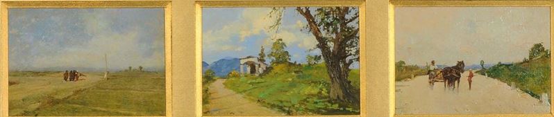 Alberto Dressler (1878-1949) Contratto Marca di Valtravaglia Ritorno al paesello  - Auction OnLine Auction 12-2011 - Cambi Casa d'Aste