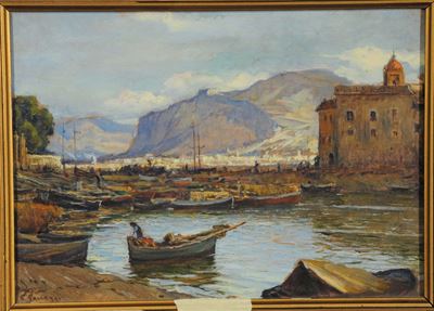 Cesare Saccaggi (1868-1934)palermo Vista dal Porto di Sant'erasmo