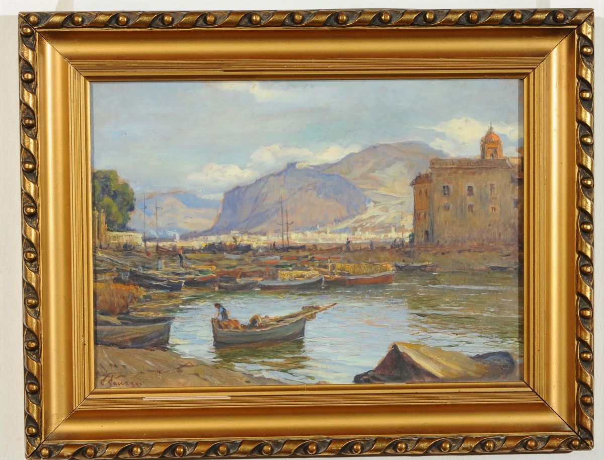 Cesare Saccaggi (1868-1934)palermo Vista dal Porto di Sant'erasmo