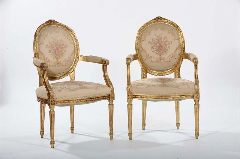 Coppia di poltrone in stile Luigi XVI  - Auction OnLine Auction 01-2012 - Cambi Casa d'Aste