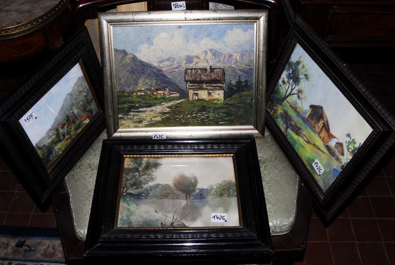 Lotto di quattro quadretti diversi  - Auction Antiques and Old Masters - Cambi Casa d'Aste