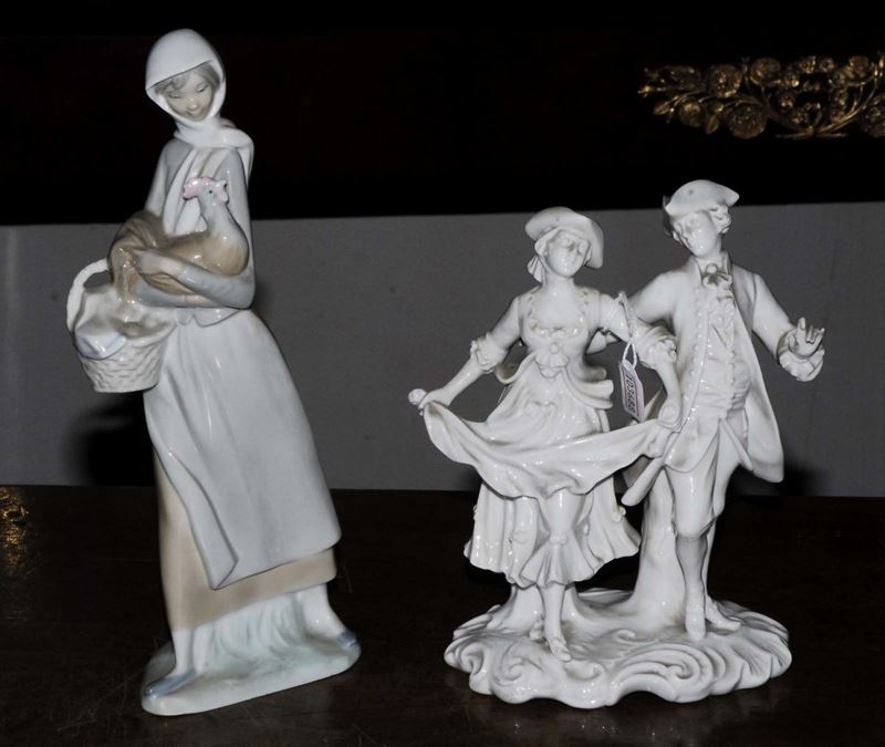 Lotto composto da due figure di cui una policroma e una bianca  - Auction Antiques and Old Masters - Cambi Casa d'Aste
