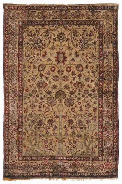 Tappeto Persiano Isfahan in Seta, Inizi XX Secolo