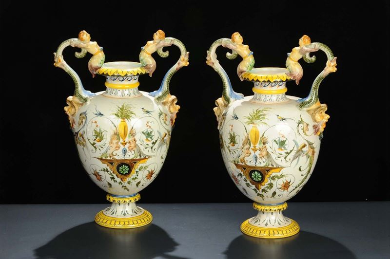Coppia di vasi in porcellana, Ginori, fine XIX secolo  - Asta Antiquariato e Dipinti Antichi - Cambi Casa d'Aste