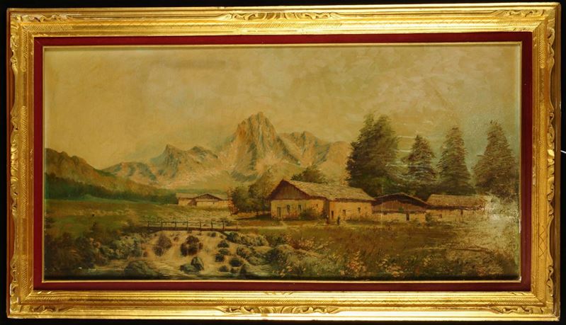 Anonimo del XIX secolo Paesaggio montano  - Asta Asta OnLine 12-2011 - Cambi Casa d'Aste