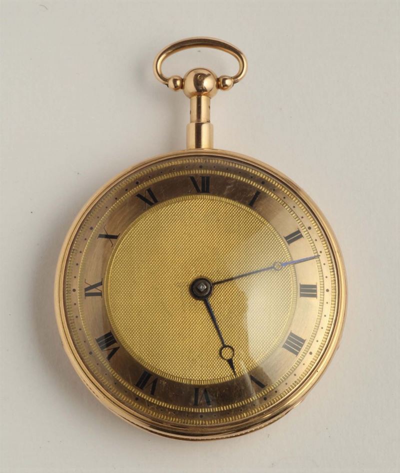 Orologio da tasca con quadrante in oro con numeri romani  - Auction Silvers, Ancient and Comtemporary Jewels - Cambi Casa d'Aste