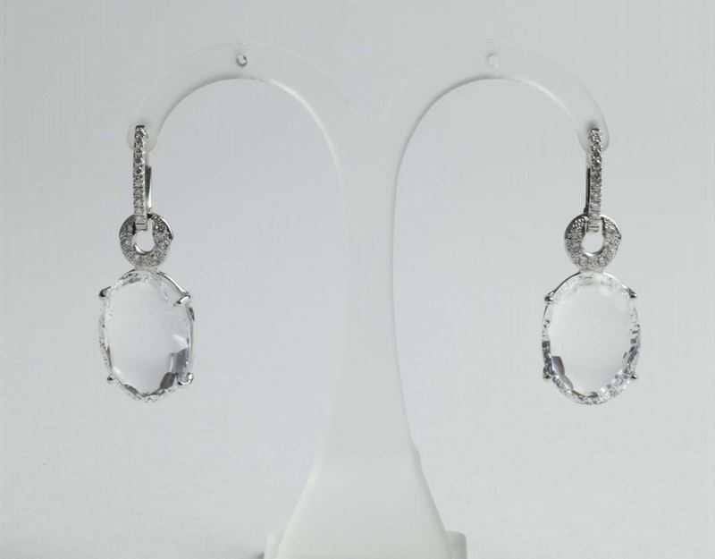 Orecchini con cristallo di rocca e diamanti  - Auction OnLine Auction 12-2011 - Cambi Casa d'Aste