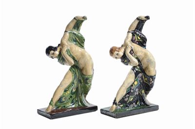 Davide Fabbri - la Salamandra (attr.)coppia di Danzatrici