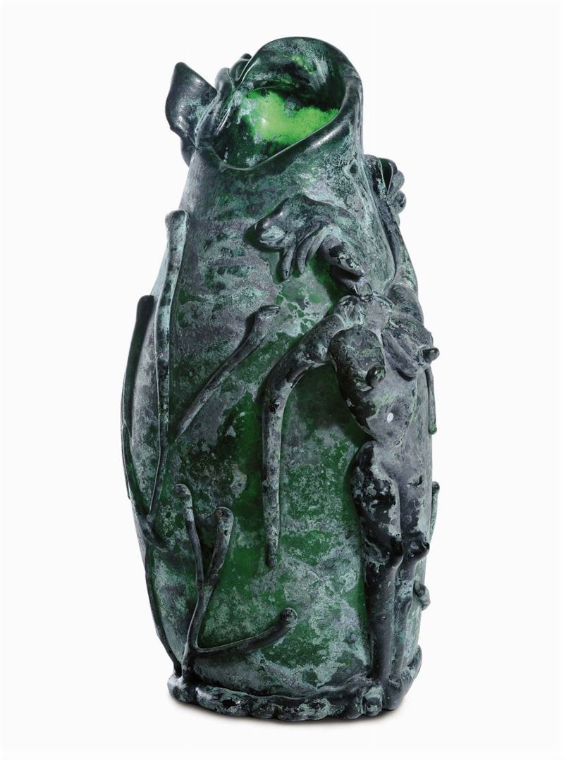 Grande vaso verde in vetro, attr. Barbini  - Asta Arti Decorative del XX secolo e Design - Cambi Casa d'Aste