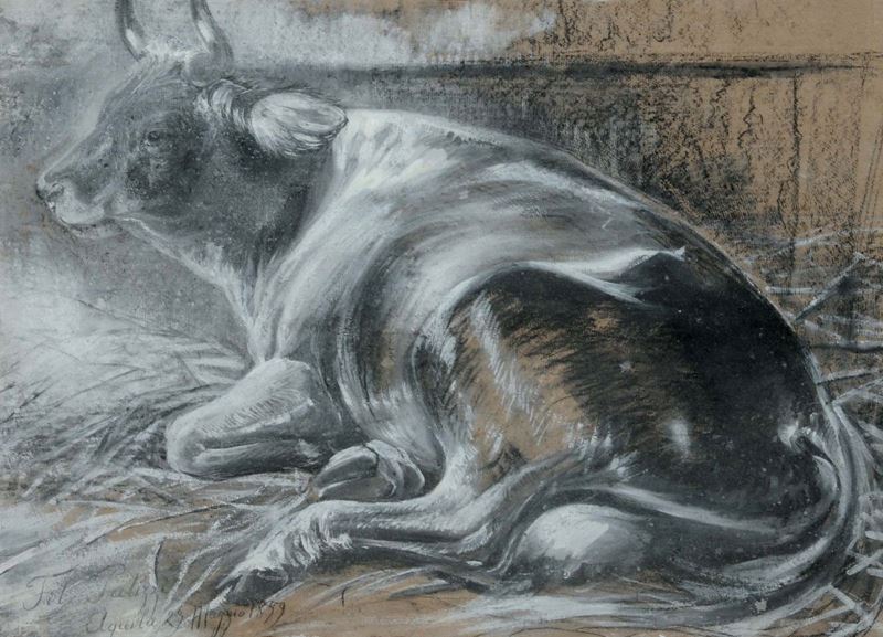 Filippo Palizzi (1818-1899) Mucca, 1859  - Asta Antiquariato e Dipinti Antichi - Cambi Casa d'Aste