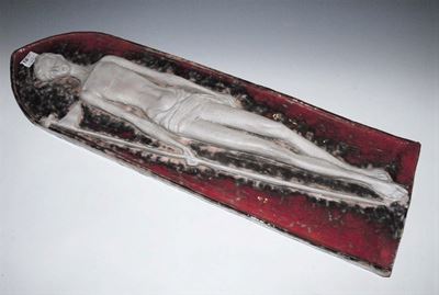 Grande Placca da Muro di Forma Ogivale in Terracotta Raffigurante Giovinetto