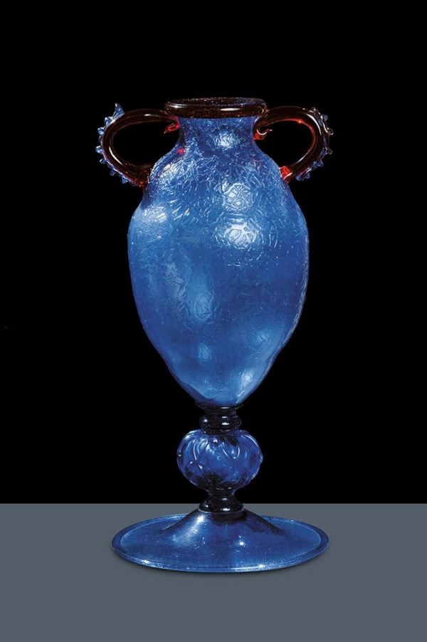 Salviati & Co. - Murano Grande vaso in vetro ghiaccio blu