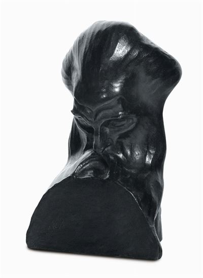 Scultura in Bronzo Raffigurante Testa di Uomo con Barba