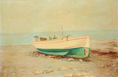 Giovanni Bottai (1904-1978)imbarcazione sulla Spiaggia