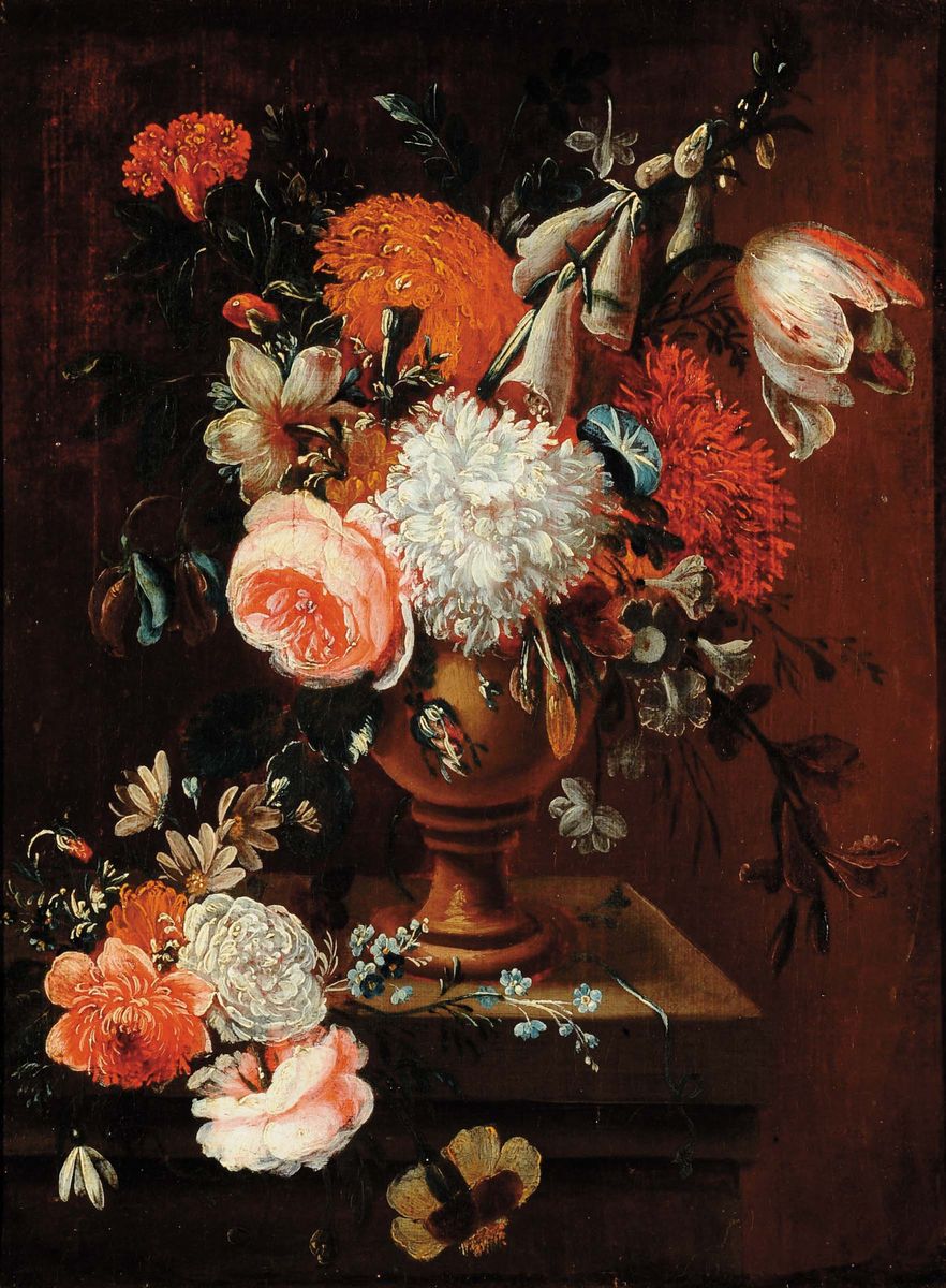 Scuola Romana del XVII Secolonatura Morta con Fiori Natura Morta con Fiori
