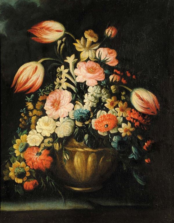 Scuola Emiliana del XVIII secolo Natura morta con fiori Natura morta con fiori