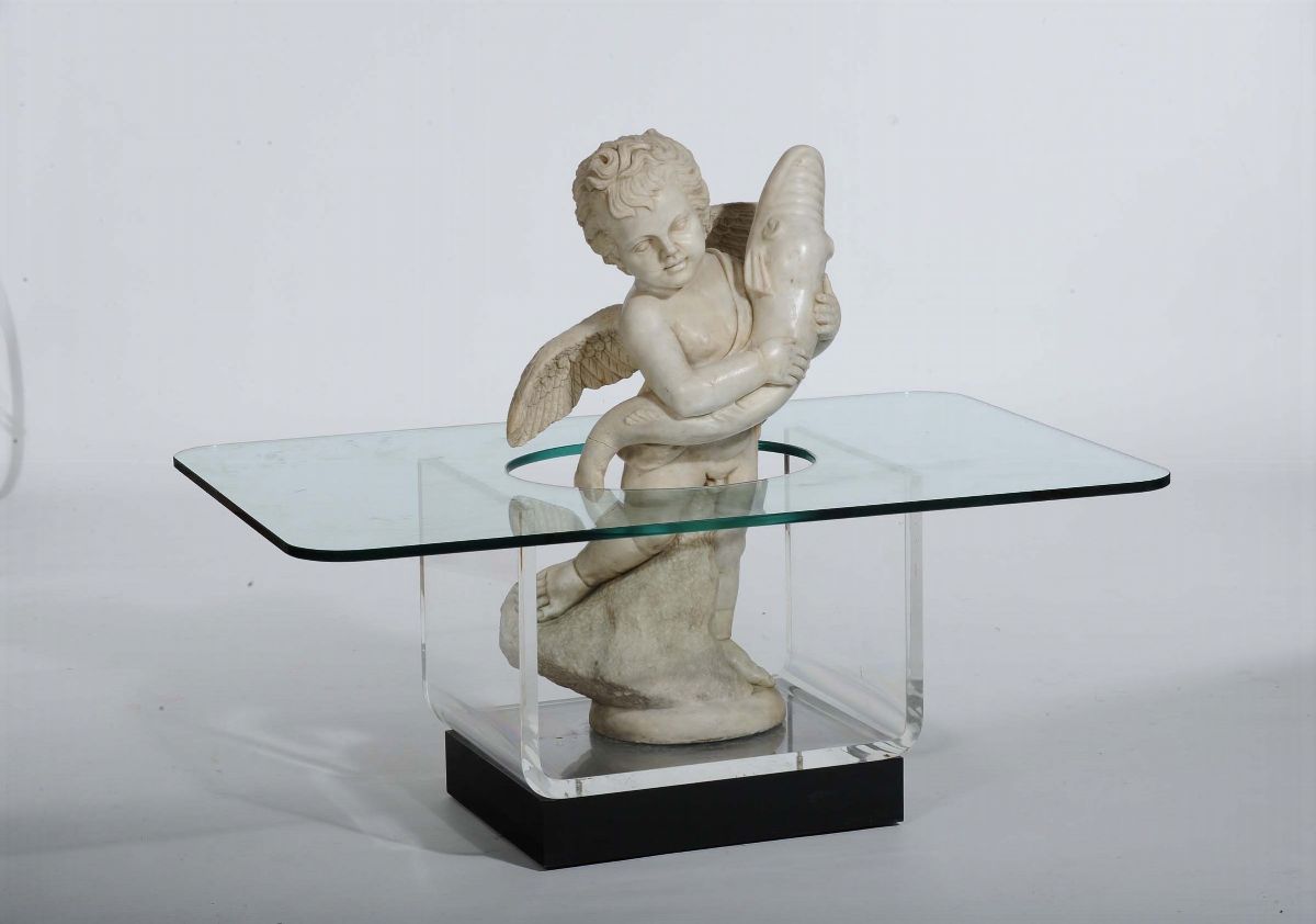 Putto in Marmo con Pesce, XIX Secolo
