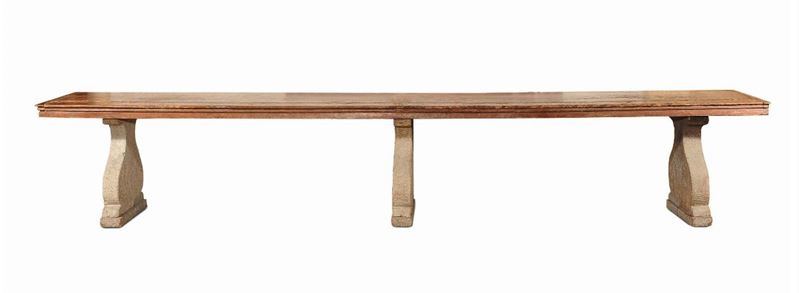 Grande tavolo con piano in legno e basi in pietra, XVI secolo  - Auction Antiques and Old Masters - Cambi Casa d'Aste