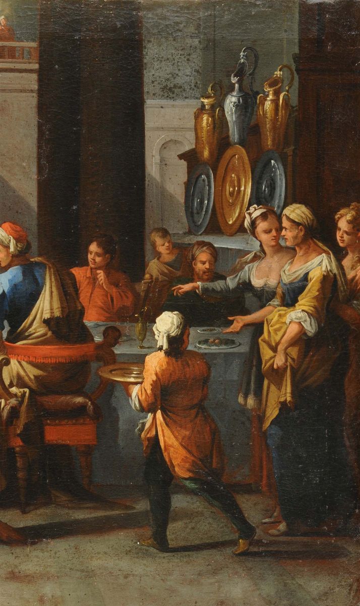 Scuola Veneta del XVII Secolosalomé con la Testa del Battista Profezia Durante Banchetto