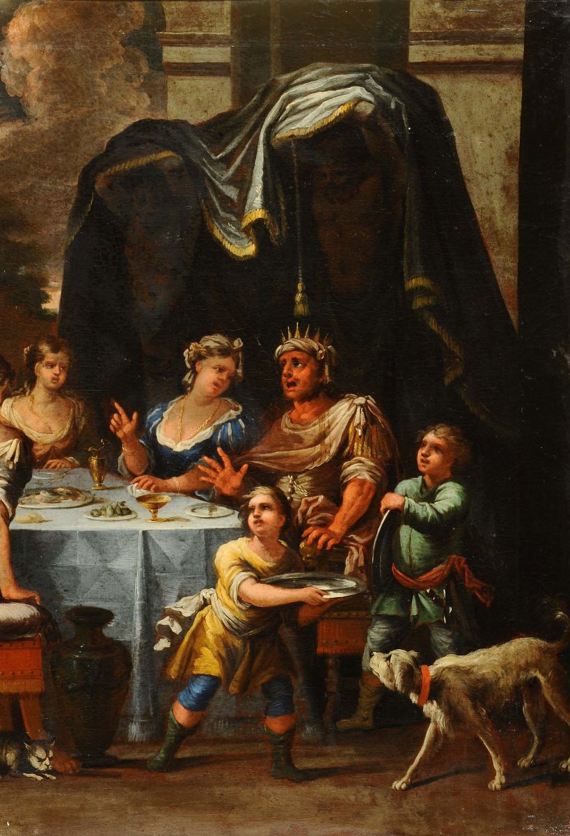 Scuola Veneta del XVII Secolosalomé con la Testa del Battista Profezia Durante Banchetto