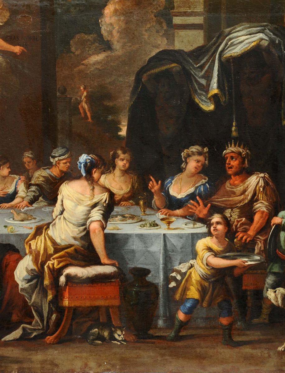 Scuola Veneta del XVII Secolosalomé con la Testa del Battista Profezia Durante Banchetto