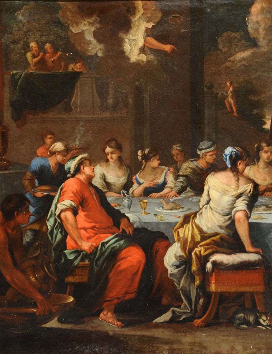Scuola Veneta del XVII Secolosalomé con la Testa del Battista Profezia Durante Banchetto