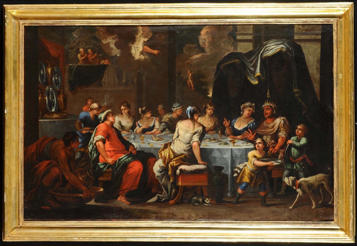 Scuola Veneta del XVII Secolosalomé con la Testa del Battista Profezia Durante Banchetto