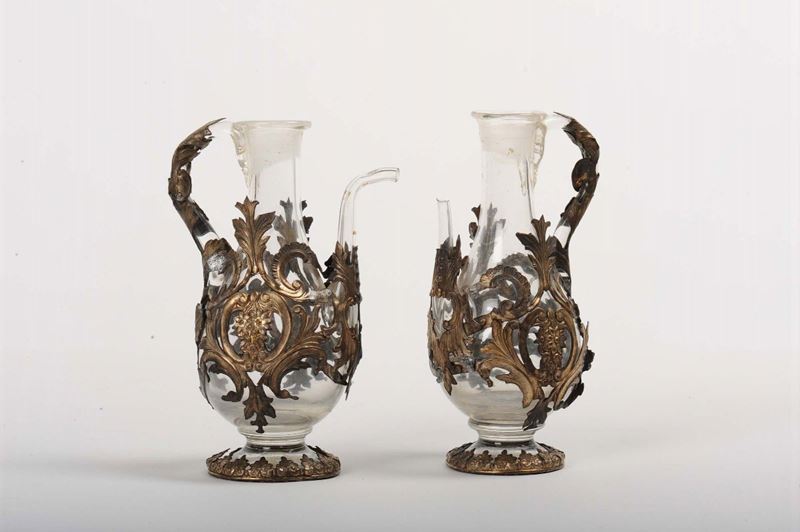 Coppia di ampolle in vetro e argento, XIX secolo  - Auction Antiques and Old Masters - Cambi Casa d'Aste