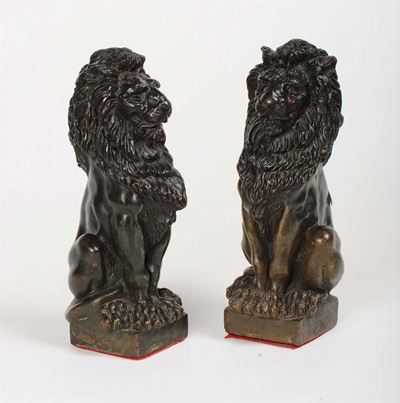 Coppia di Leoni in Bronzo Brunito, XIX Secolo