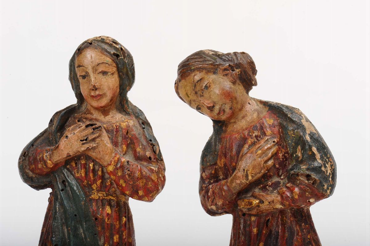 Quattro Sculturine Lignee Policrome, XVI Secolo