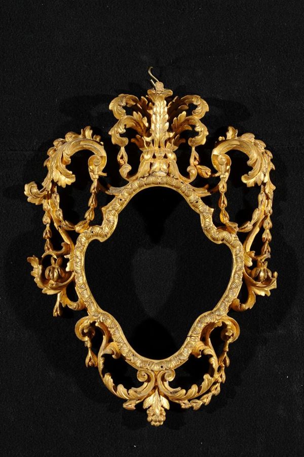 Cornicetta in legno intagliato e dorato, XVIII secolo