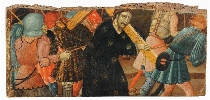 Frammento di dipinto su tavola, Siena XV secolo  - Asta Antiquariato e Dipinti Antichi - Cambi Casa d'Aste