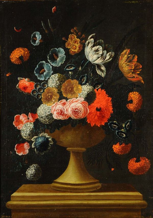 Scuola Francese del XVII secolo Natura morta con vaso di fiori