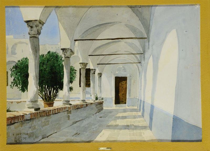 Aldo Riso (1929-2008) Chiostro, 1975  - Asta Antiquariato e Dipinti Antichi - Cambi Casa d'Aste