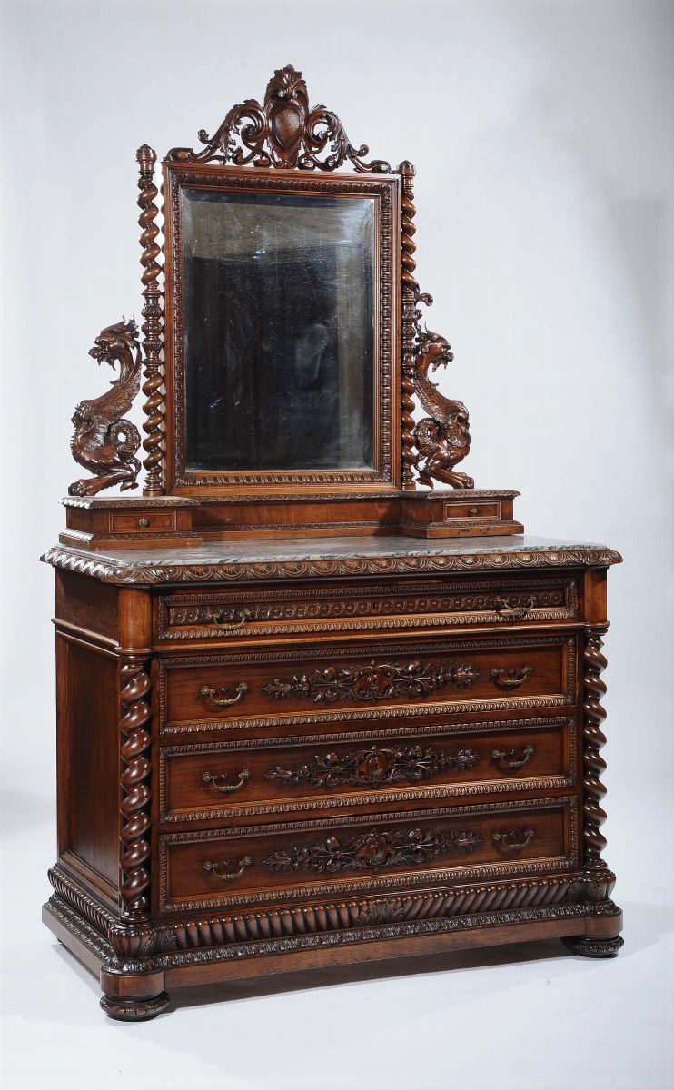 Comode con alzata a specchio, inizio XIX secolo  - Auction Antiques and Old Masters - Cambi Casa d'Aste
