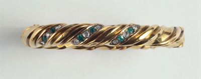 Bracciale Rigido con Piccoli Smeraldi e Diamanti
