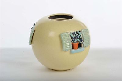 I.L.s.a. - Albisolavaso a Doppio Corpo in Ceramica Gialla a Finto Craquelè