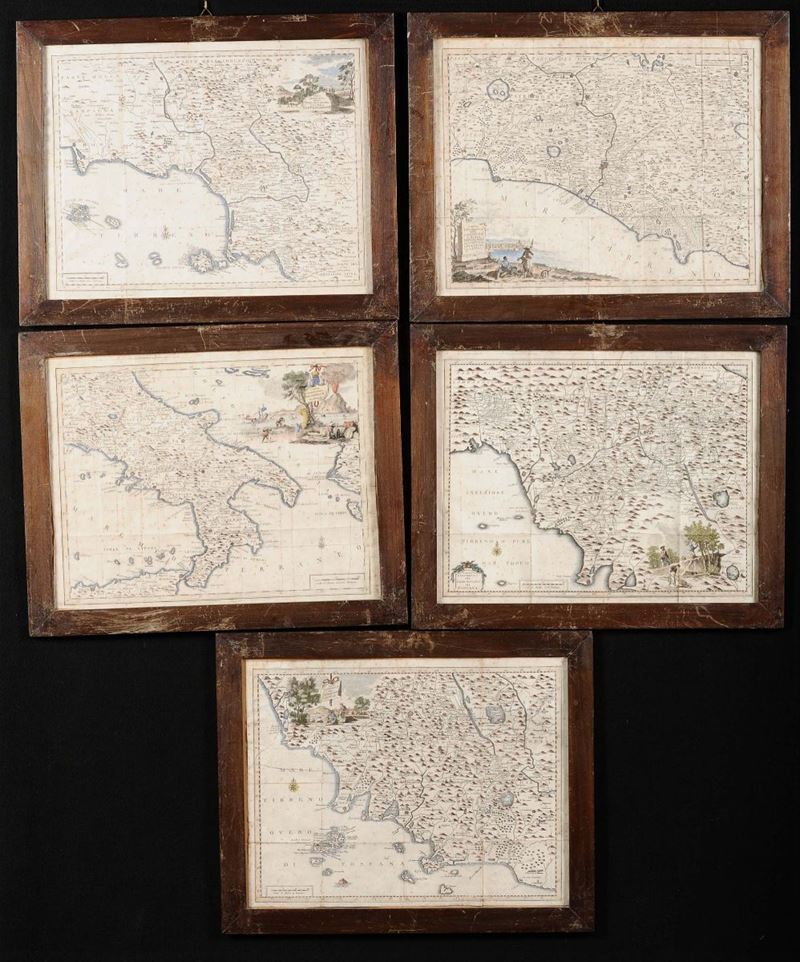 Cinque carte geografiche d' Italia, fine XVIII secolo  - Auction OnLine Auction 01-2012 - Cambi Casa d'Aste