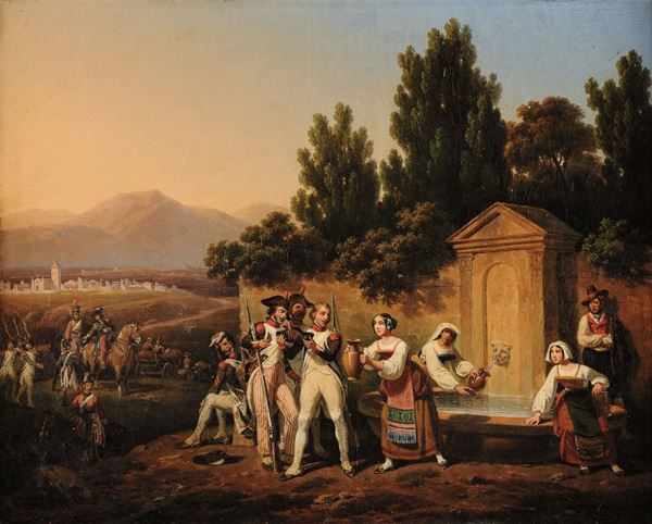 Hippolyte Lecomte (1781-1857) Truppe napoleoniche nella campagna laziale,1846