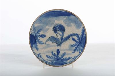 Alzatina in Maiolica Raffigurante Cherubino, Savona XVIII Secolo
