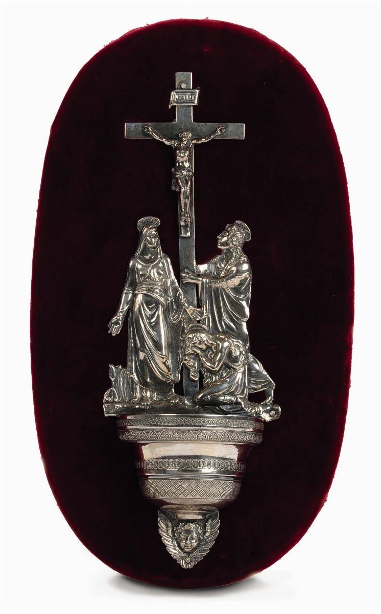 Acquasantiera in argento, Milano XIX secolo  - Asta Antiquariato e Dipinti Antichi - Cambi Casa d'Aste