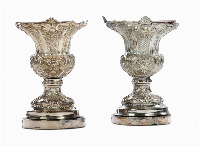 Coppia di portapalme in legno e argento, XVIII secolo  - Auction Antiques and Old Masters - Cambi Casa d'Aste