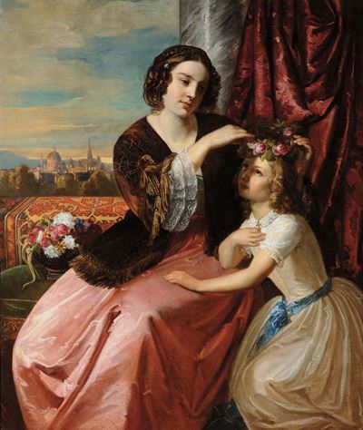 Natale Schiavoni (1777-1858), Attribuito Acontessa con Figlia