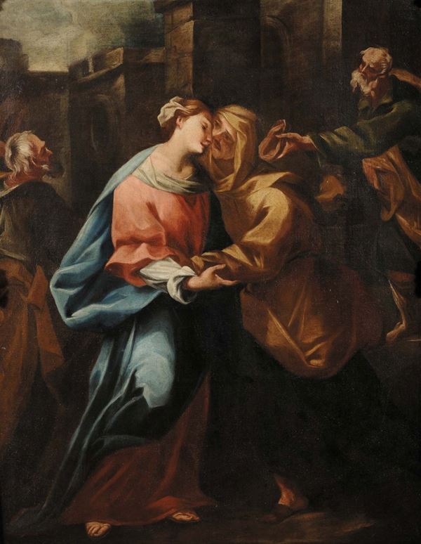 Scuola Italiana del XVIII secolo Incontro della Vergine con Sant'Anna