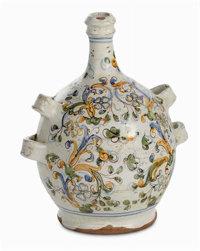 Fiasca da Pellegrino in Maiolica, Castelli Inizi XVII Secolo
