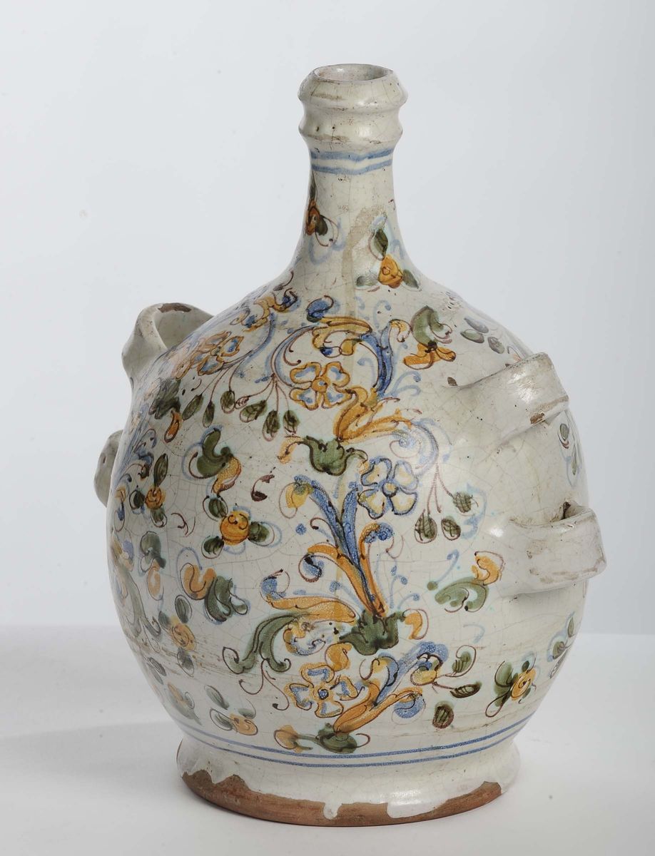 Fiasca da Pellegrino in Maiolica, Castelli Inizi XVII Secolo