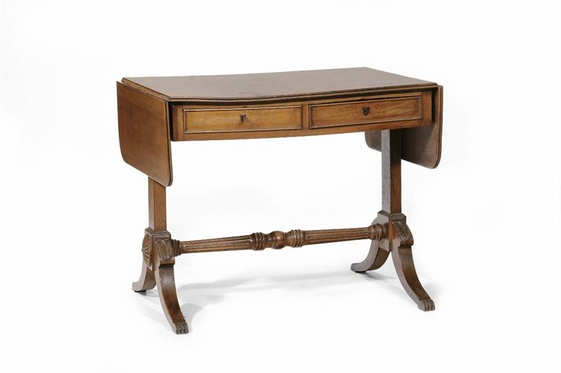 Tavolino scrittoio a bandelle Impero in mogano, XIX secolo  - Auction OnLine Auction 07-2012 - Cambi Casa d'Aste
